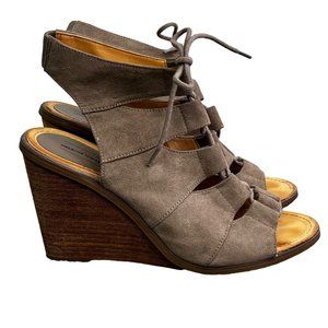 Melrose and Market Calista Wedge Sandals size 10 Stone Taupe Lace Up Shoes